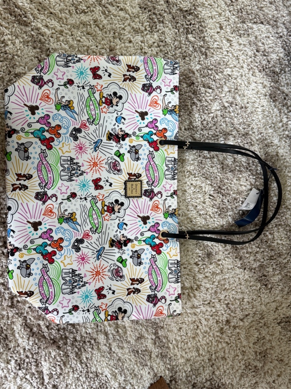 Dooney & Bourke White Multicolor Disney Sketch Tote with Black Handles